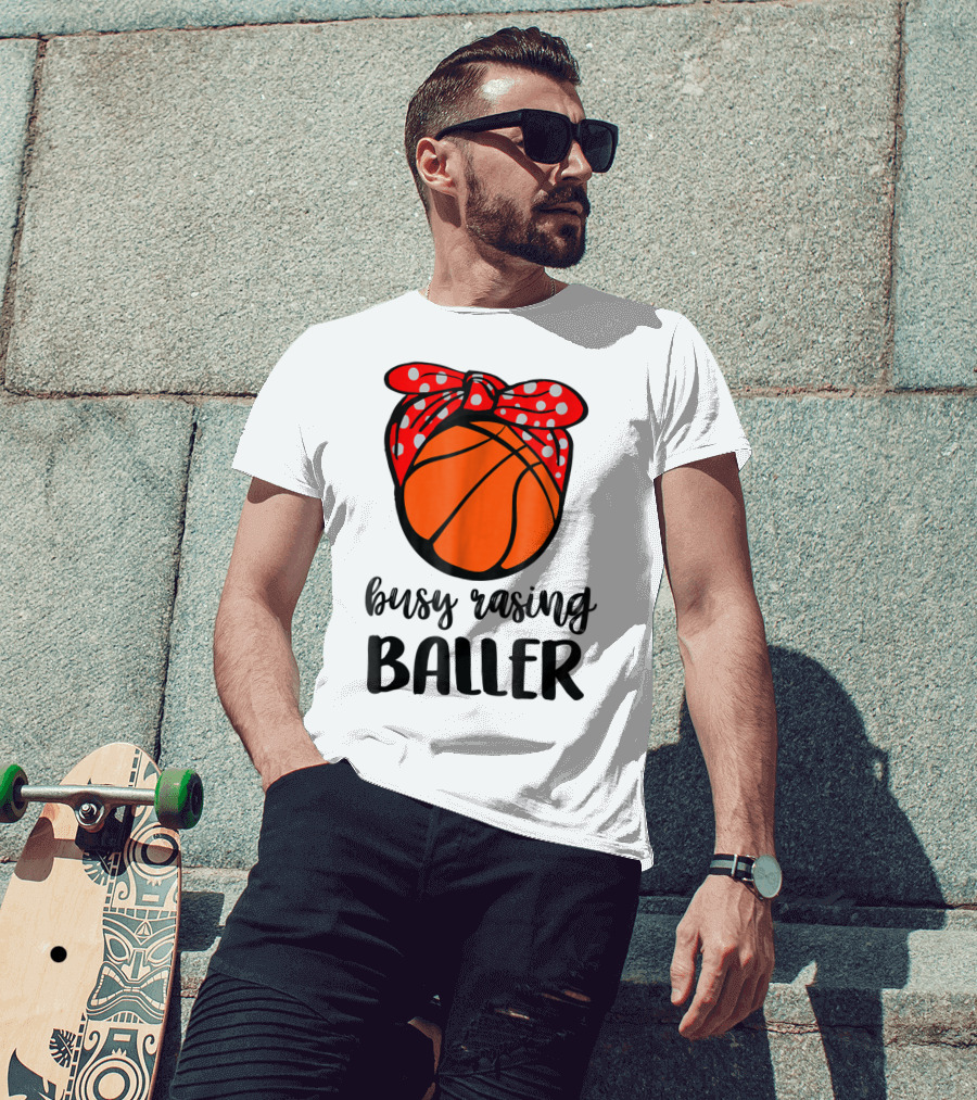 Busy Raising Baller Basketball Bandana Bow T-Shirt