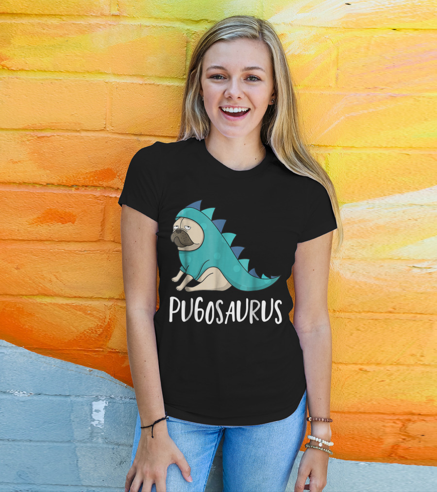 Pugosaurus Funny Pug Dog Mom Dino Dinosaur Puppy Lover T-Shirt