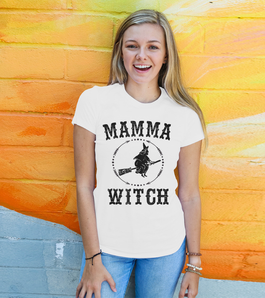 Mamma Witch Flying Broomstick T-Shirt