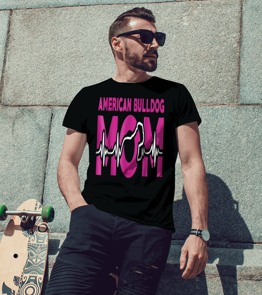 American Bulldog Mom Heartbeat T-Shirt