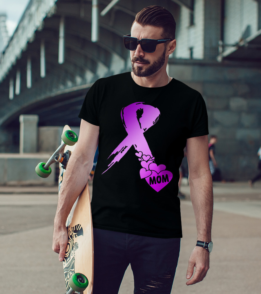 Alzheimers Awareness Mom Purple Ribbon And Hearts T-Shirt