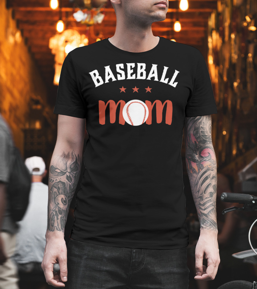 Baseball Mom for Proud Mother and Sports Parents with Stars and Baseball T-Shirt