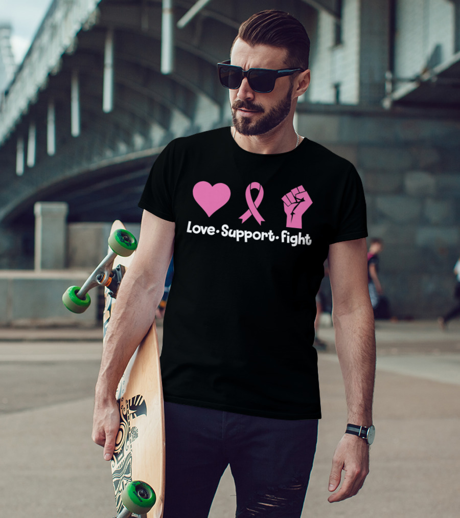 Love Support Fight Breast Cancer Mom Can Fight Cancer T-Shirt