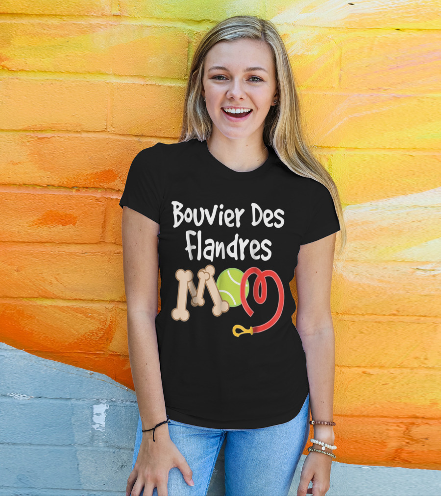 Bouvier Des Flandres Mom Bone Tennis Ball Leash T-Shirt