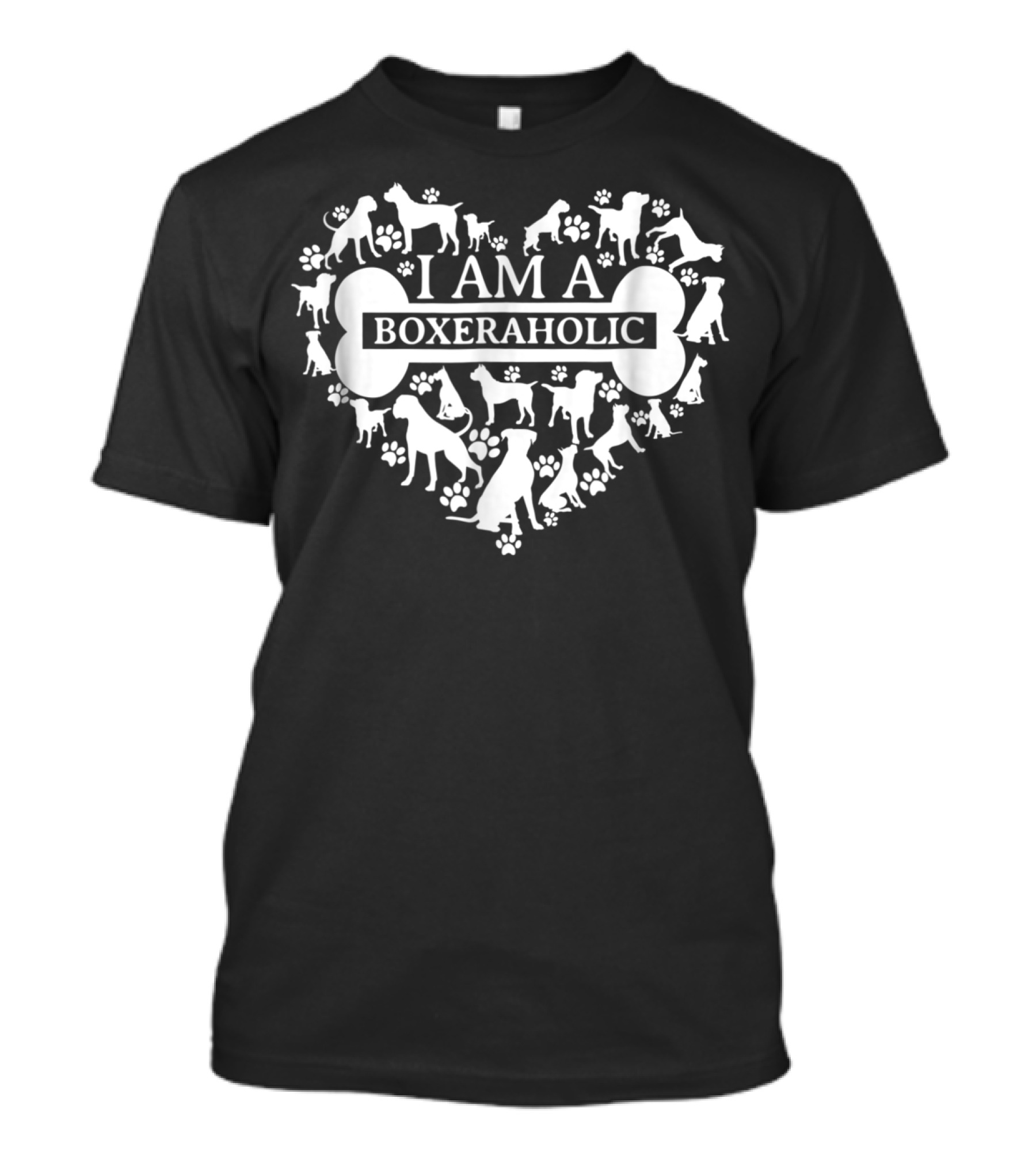 I Am A Boxeraholic Boxer Mom Dog Silhouettes Paw Prints T-Shirt