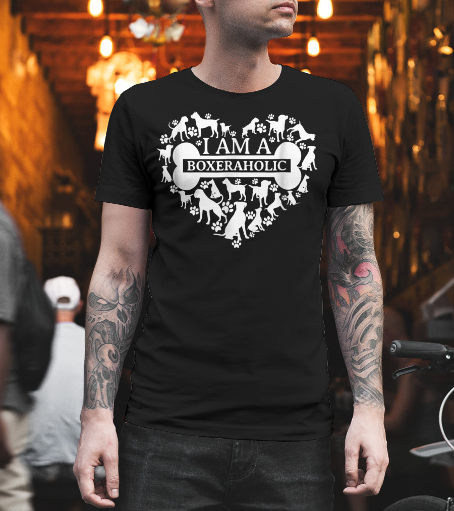 Boxer Dog Mom I Am A Boxeraholic Heart T-Shirt