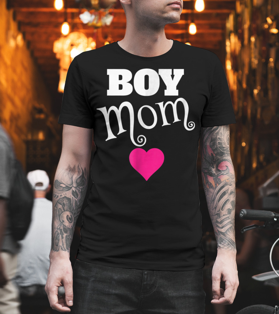 Boy Mom Heart Love My Boys Mother T-Shirt