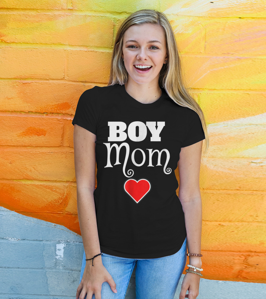 Boy Mom Heart Love My Boys Mother Of Boys T-Shirt