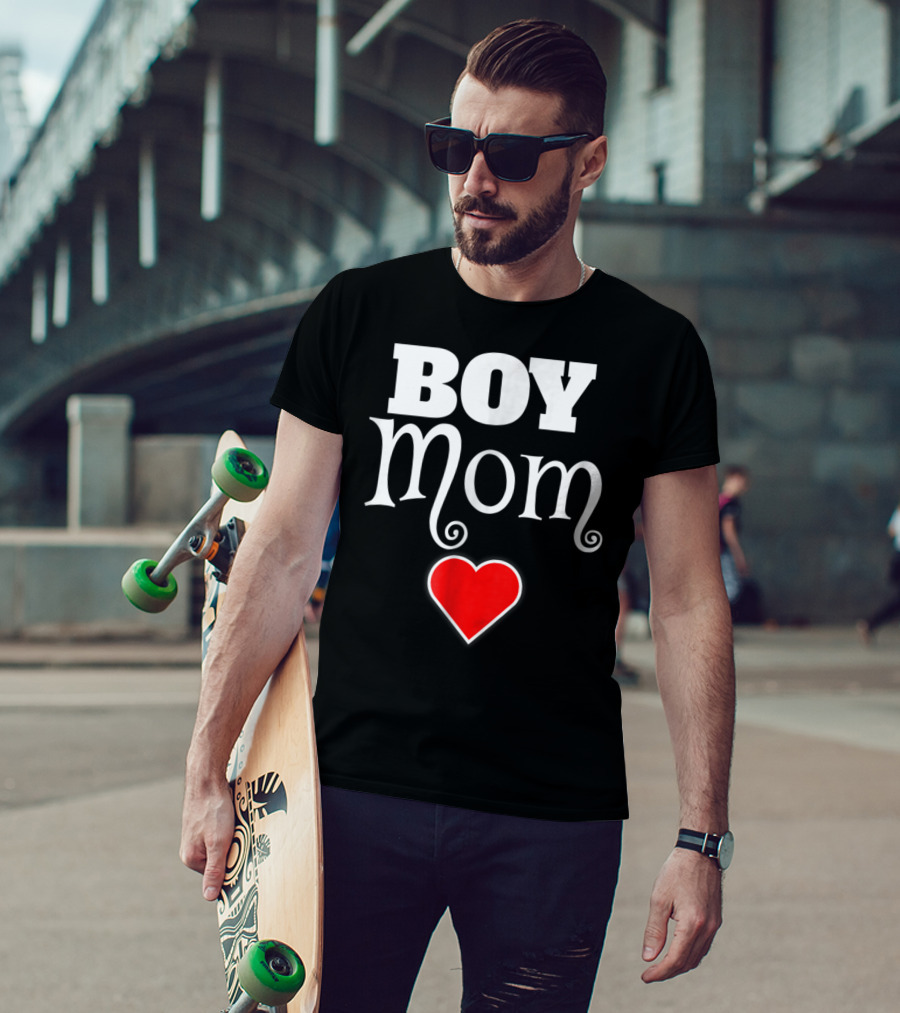 Boy Mom Heart Love My Boys Mother Of Boys T-Shirt