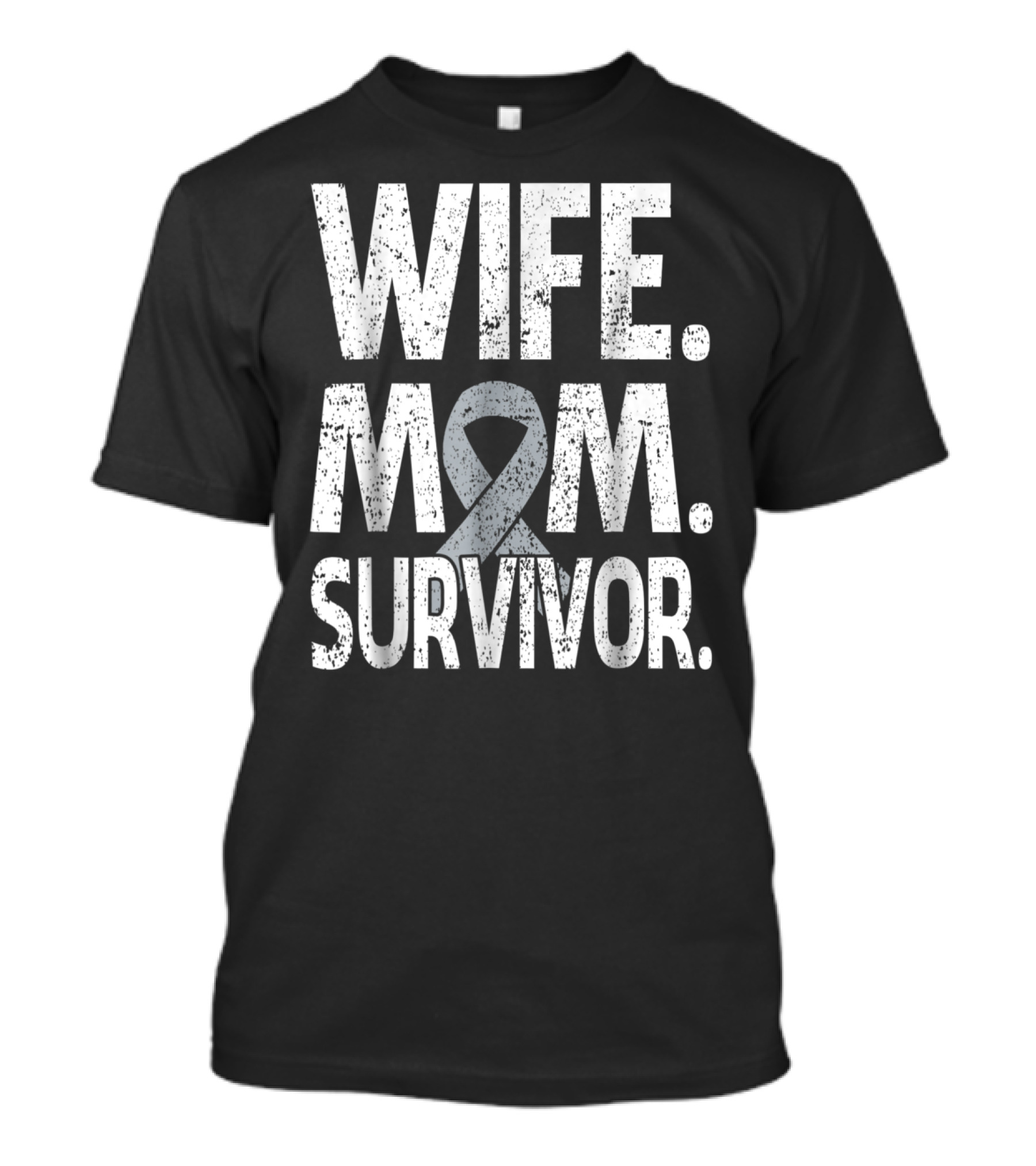 Wife Mom Survivor Ribbon Brain Cancer Awareness T-Shirt