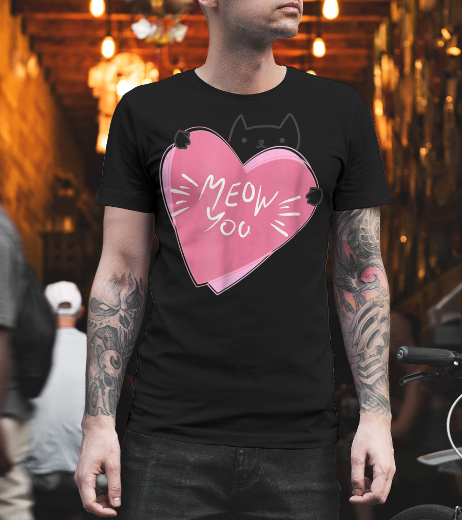 Cat Mom Meow You Cute Pink Heart Love Cat T-Shirt