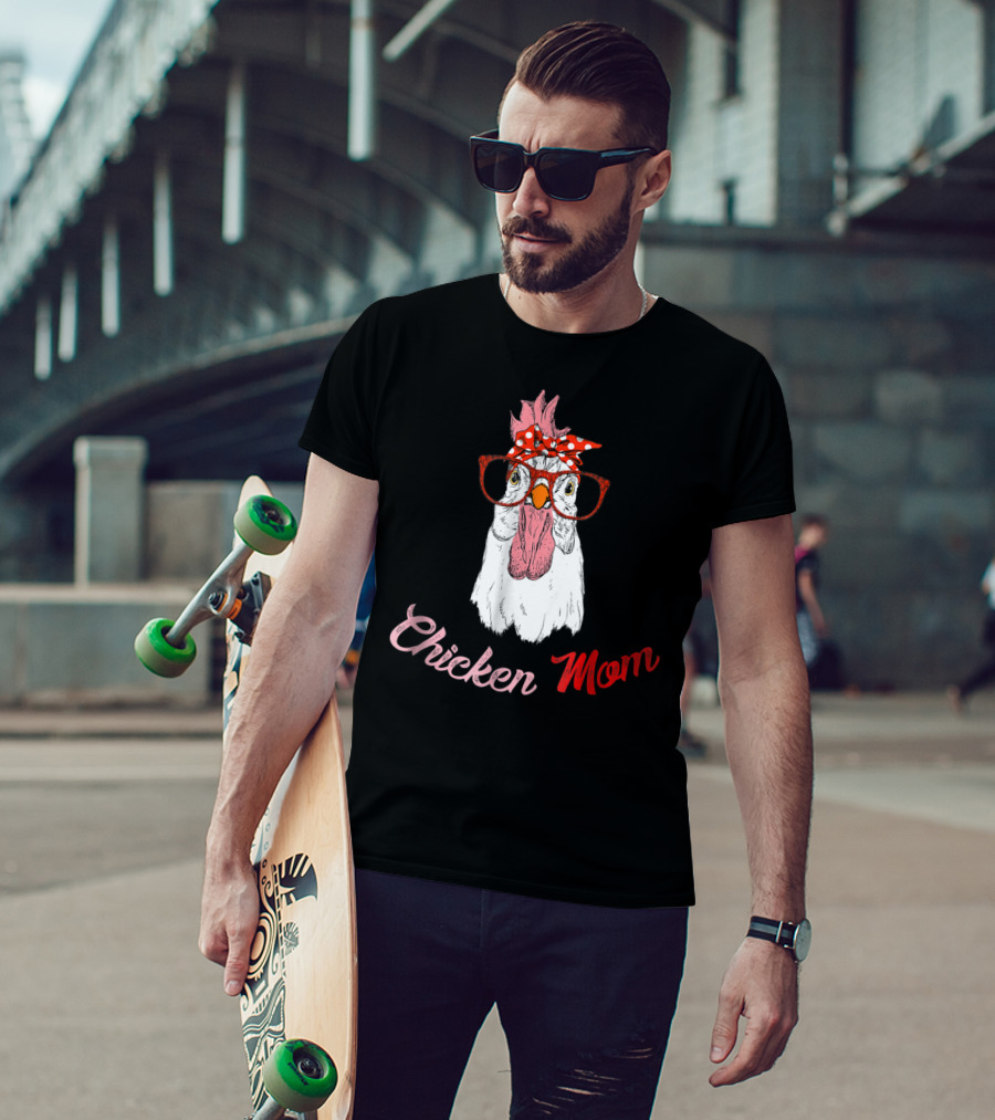 Chicken Mom Funny Turkey Humor Idea34 Chicken Mom Glasses Bandana T-Shirt
