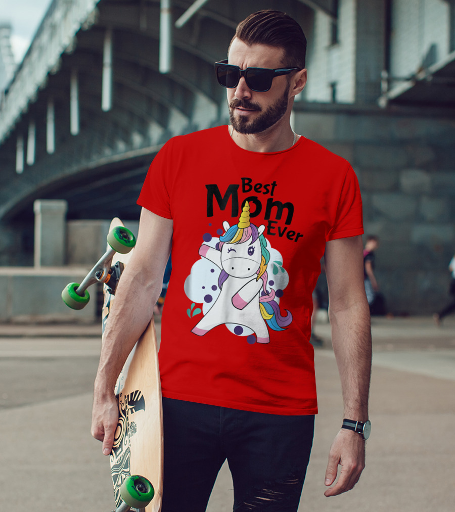 Best Mom Ever Cute Rainbow Unicorn Birthday T-Shirt