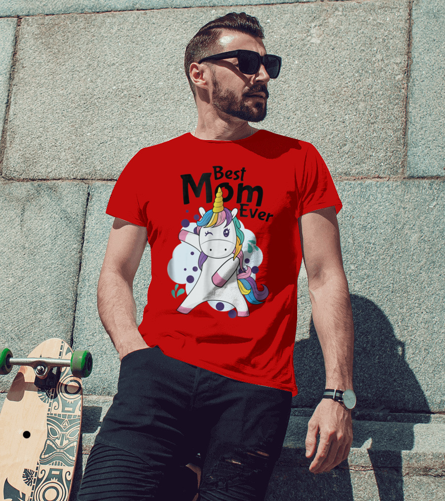 Best Mom Ever Cute Rainbow Unicorn Birthday T-Shirt