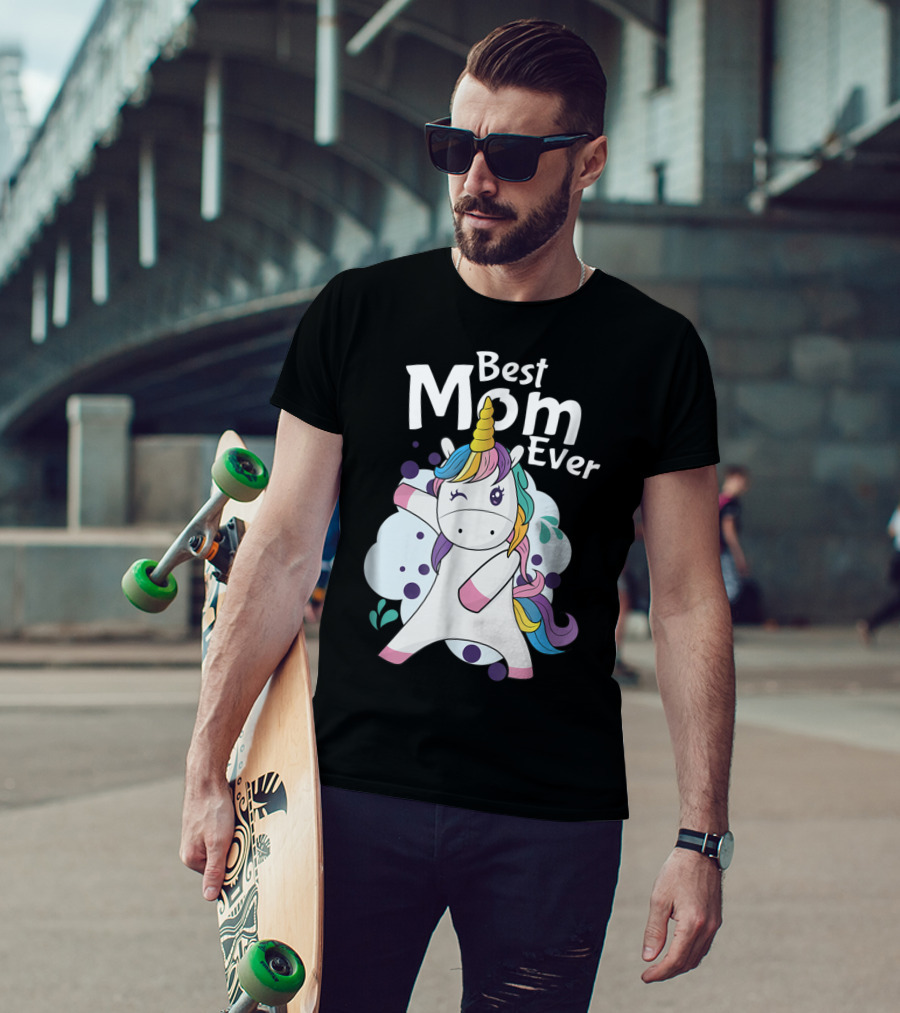 Best Mom Ever Cute Dancing Rainbow Unicorn T-Shirt