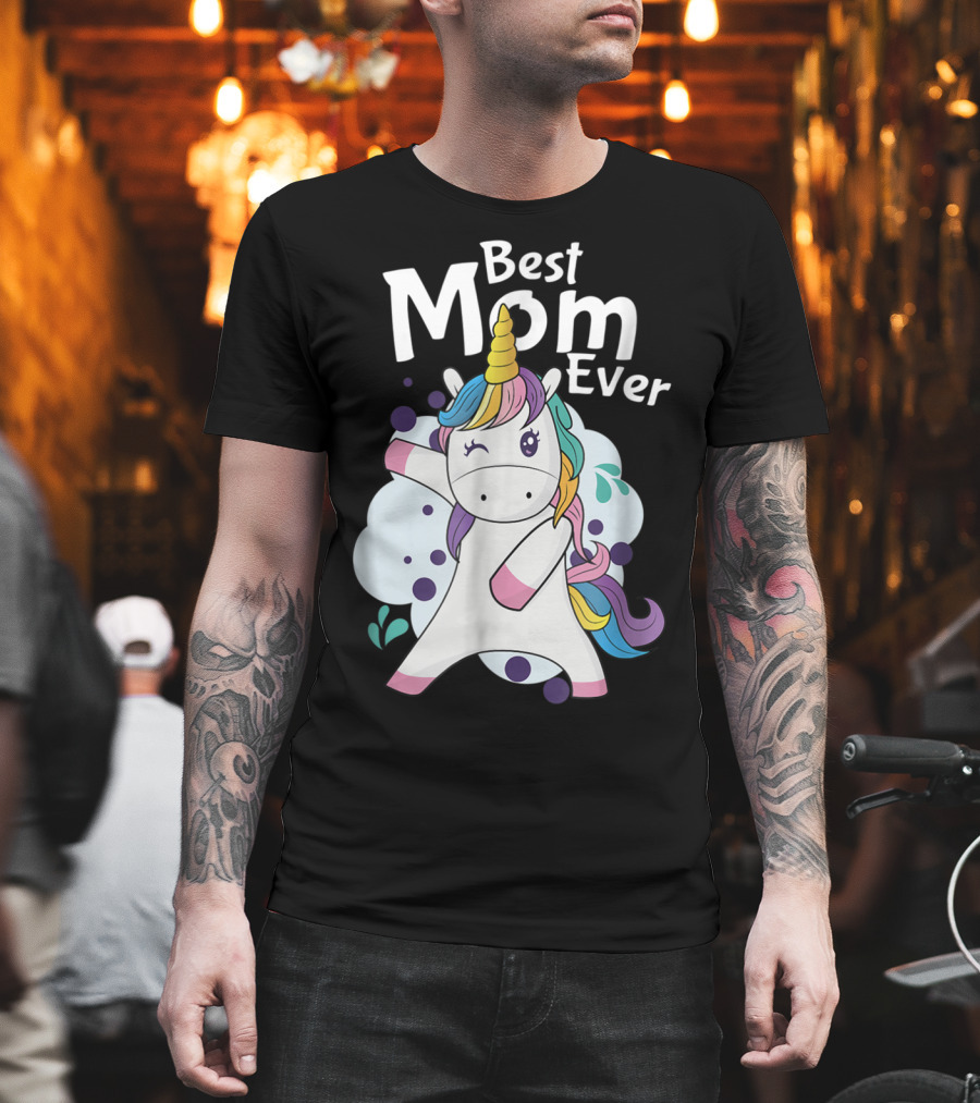 Best Mom Ever Cute Dancing Rainbow Unicorn T-Shirt