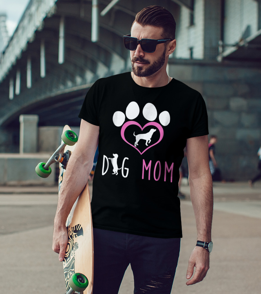 Dog Mom Paw Print Heart Dog Lover Women56 T-Shirt
