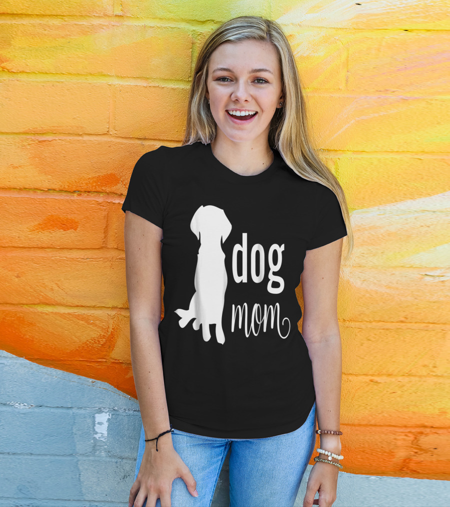 Dog Mom Silhouette White Dog Mom T-Shirt