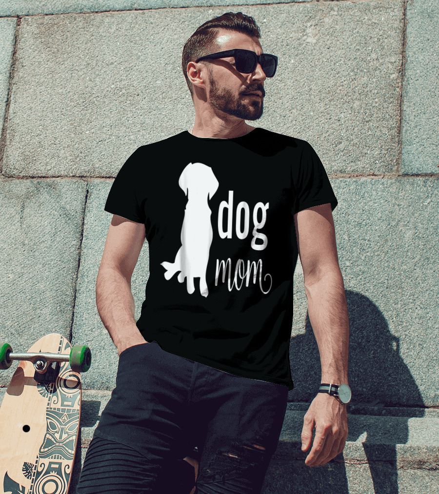 Dog Mom Silhouette White Dog Mom T-Shirt