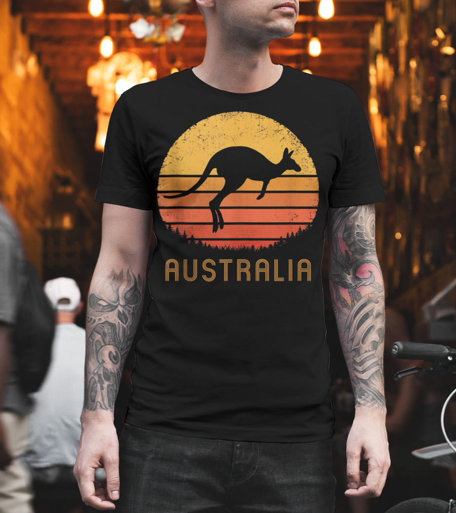 Australia Kangaroo Vintage Outback Sunset T-Shirt