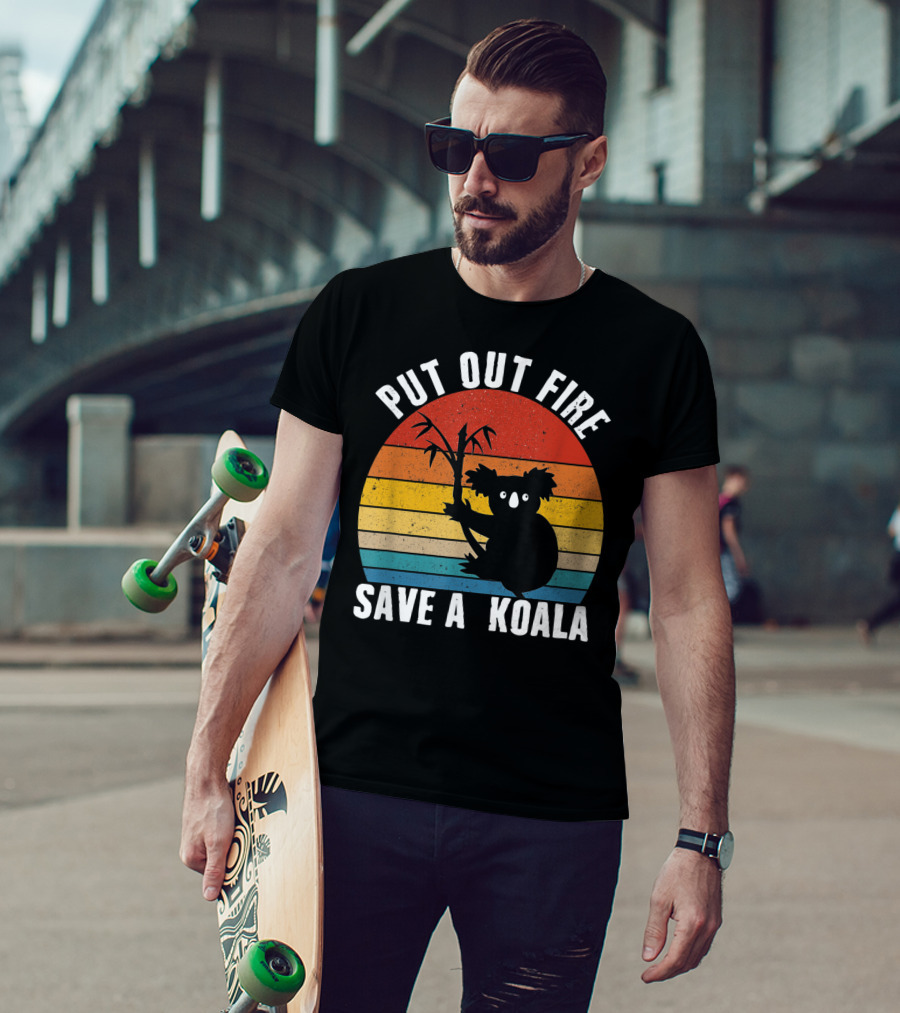 Vintage Put Out Fire Save A Koala Retro Sunset T-Shirt