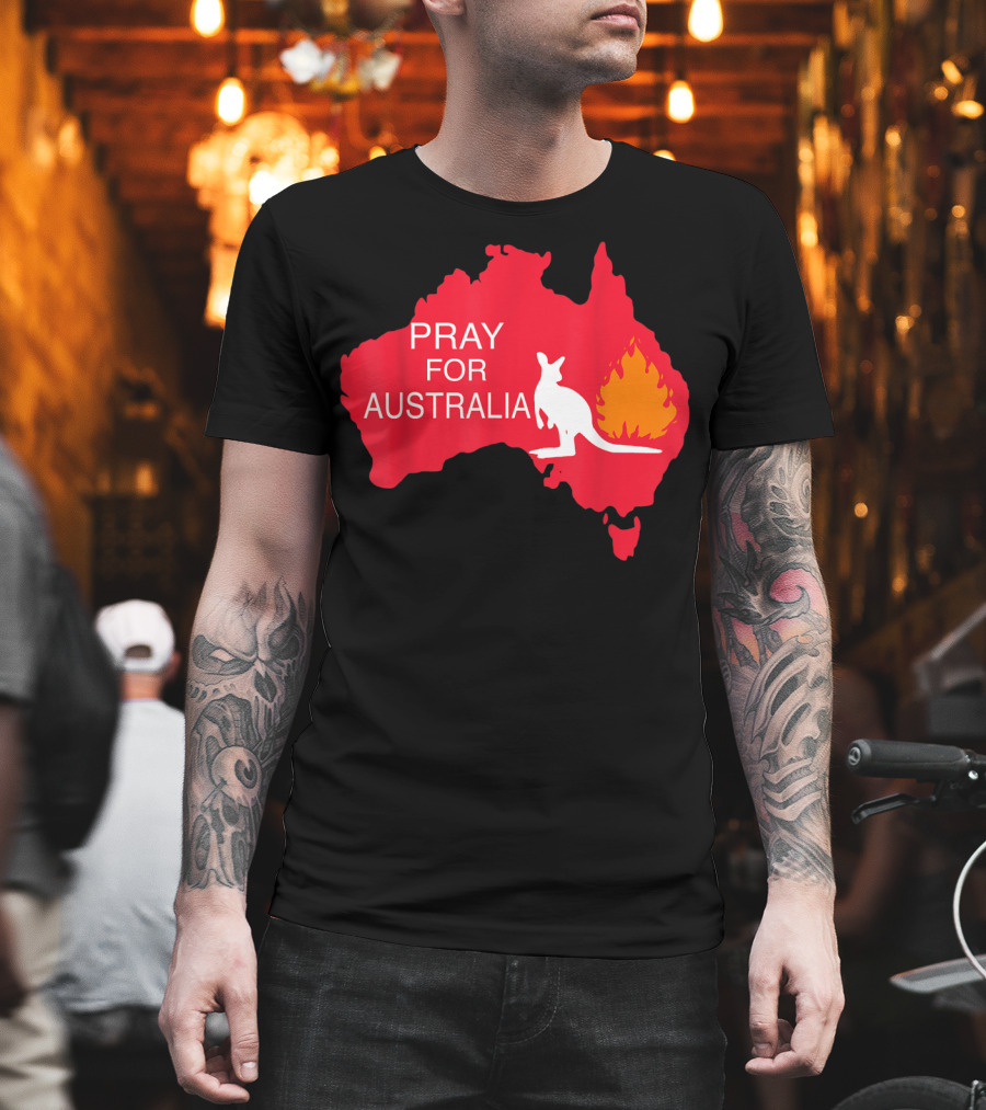 Pray For Australia Kangaroo Fire Map T-Shirt