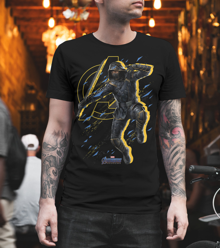 Avengers Endgame Ronin Action Pose with Iconic Avengers T-Shirt