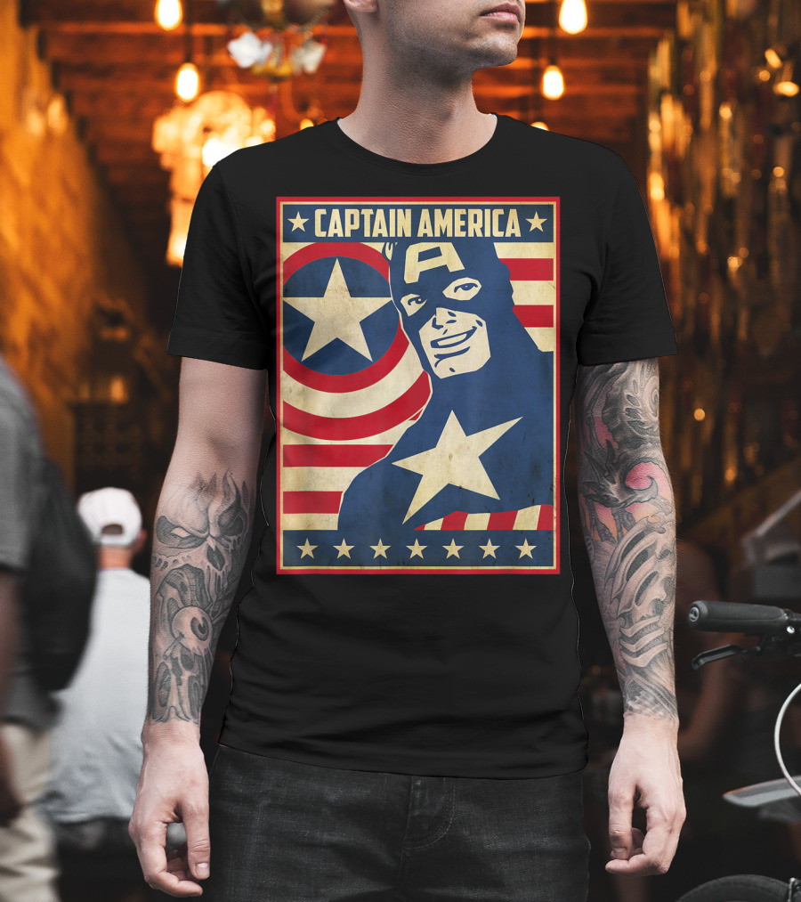 Captain America Avengers Patriotic Star Icon T-Shirt