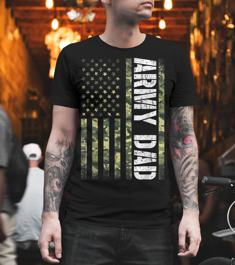 USA Camo Flag Army Dad T-Shirt