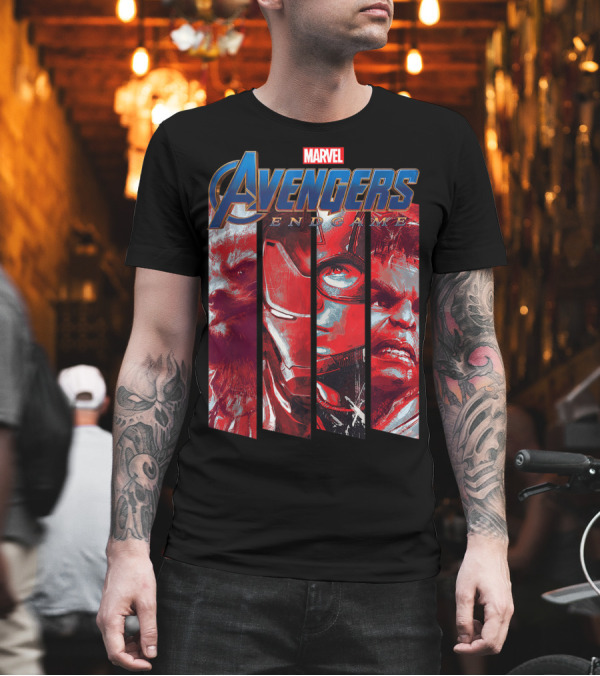 Marvel Avengers Endgame Characters in Red Tint Panels T-Shirt Marvel Avengers Endgame Characters in Red Tint Panels T-Shirt