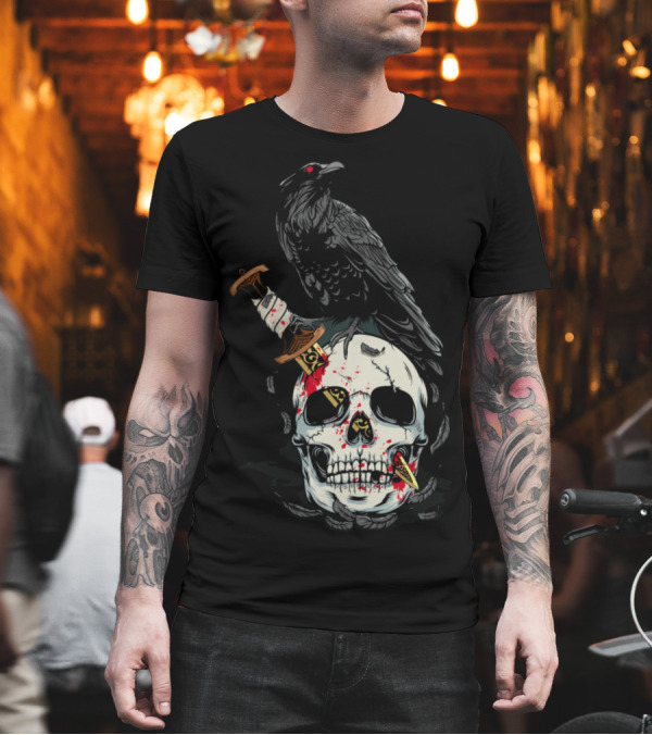 Halloween Rave Skull Raven Swort Deadhead T-Shirt Halloween Rave Skull Raven Swort Deadhead T-Shirt