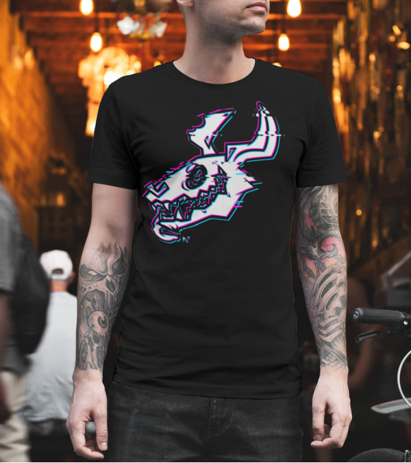 Converge Glitch Skull Graphic with Neon Accents T-Shirt Converge Glitch Skull Graphic with Neon Accents T-Shirt