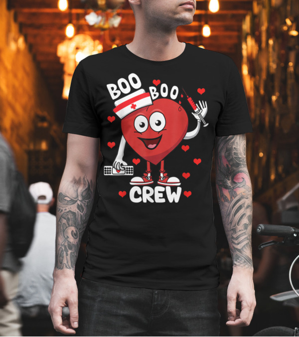 Valentine's Boo Boo Crew Nurse Heart with Syringe and Hearts T-Shirt Valentine's Boo Boo Crew Nurse Heart with Syringe and Hearts T-Shirt