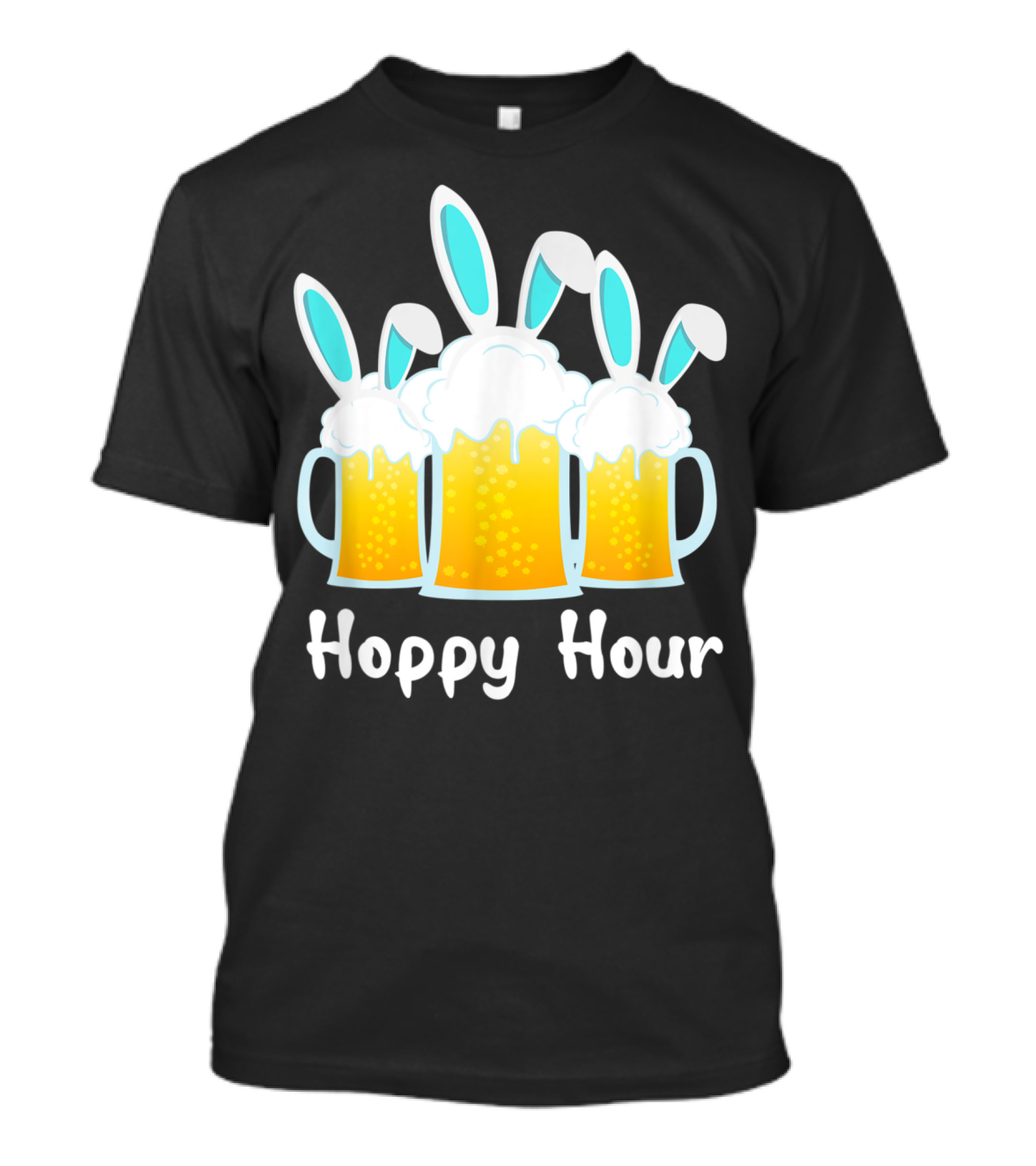 Hoppy Hour Bunny Ears Beer Mugs Punny Easter Top T-Shirt