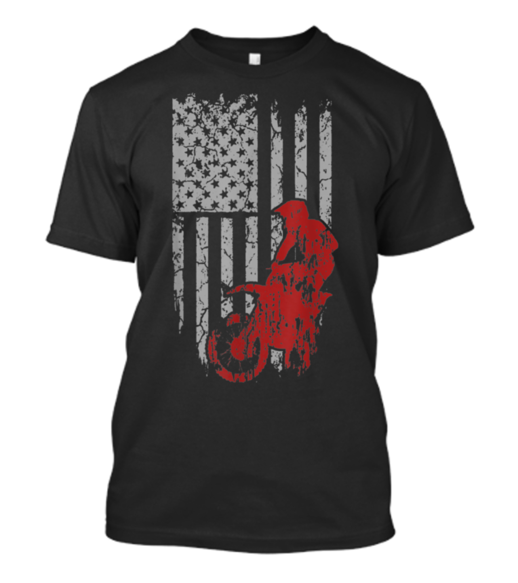 Dirt Bike Awesome American Biker Flag Motocross T-Shirt