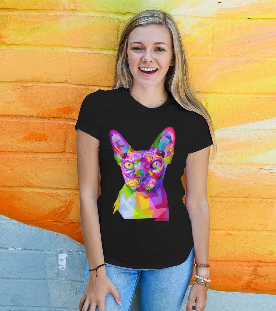 Colorful Sphynx Cat In Vibrant Pop T-Shirt