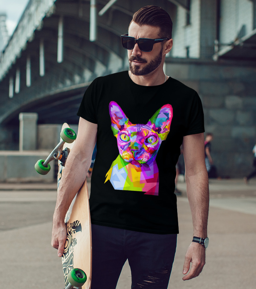 Colorful Sphynx Cat In Vibrant Pop T-Shirt