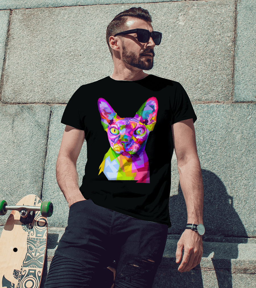 Colorful Sphynx Cat In Vibrant Pop T-Shirt