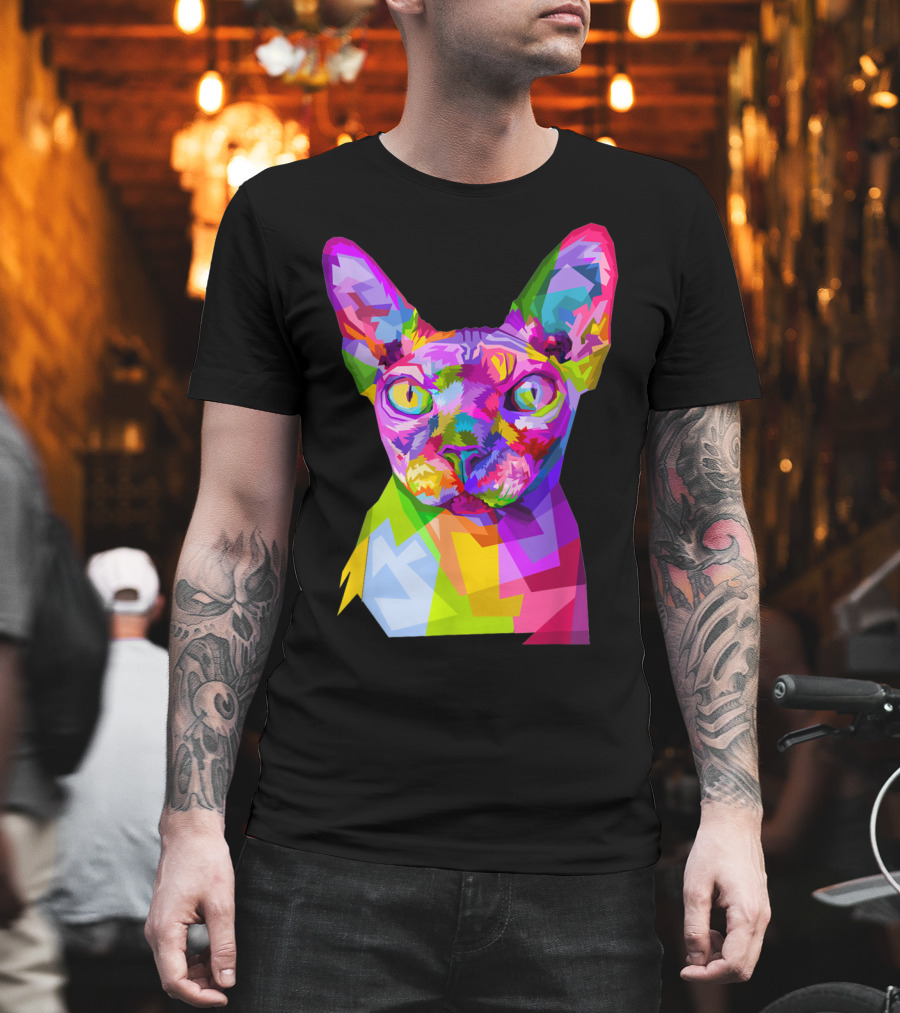 Colorful Sphynx Cat In Vibrant Pop T-Shirt