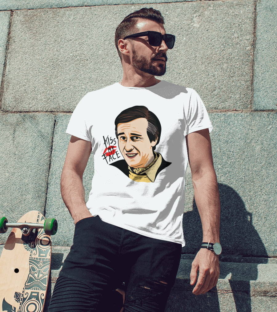 Alan Partridge Kiss My Face Retro Portrait With Lipstick T-Shirt