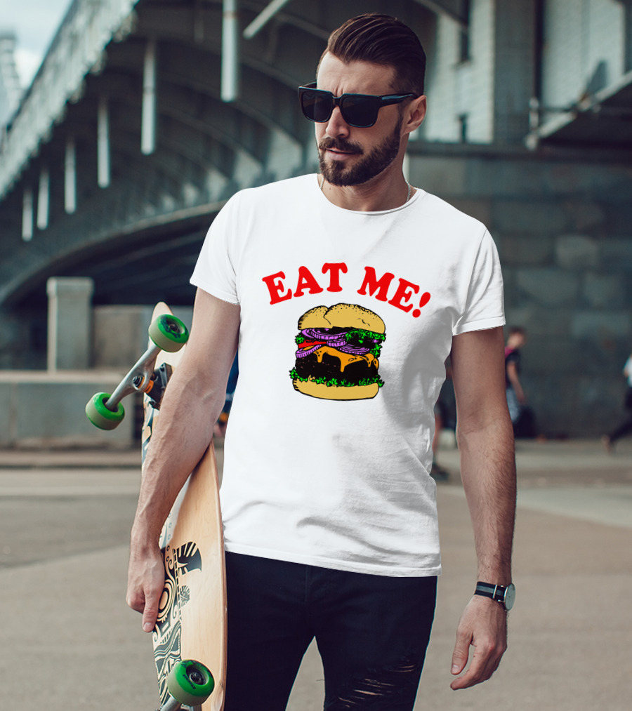 Captain Spaulding Eat Me Burger Text T-Shirt