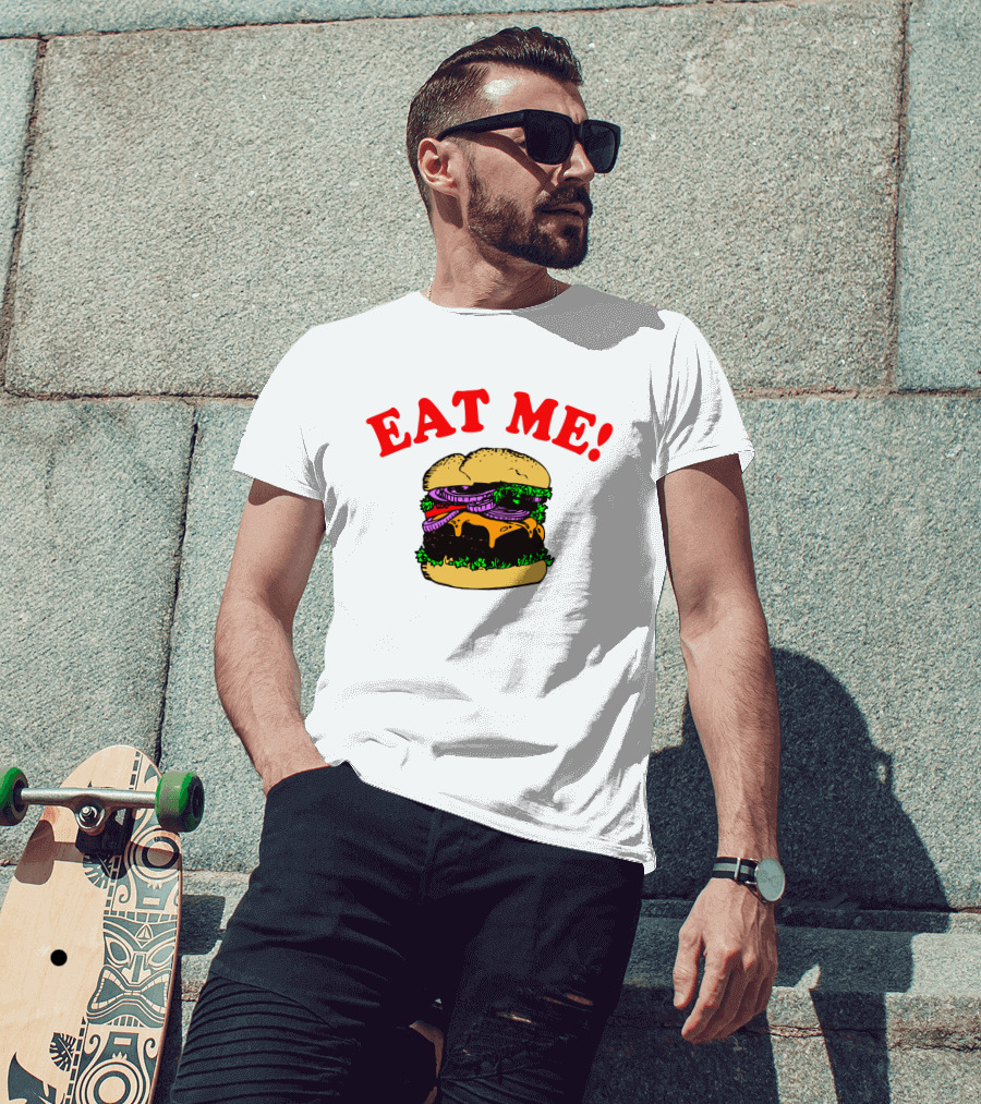 Captain Spaulding Eat Me Burger Text T-Shirt