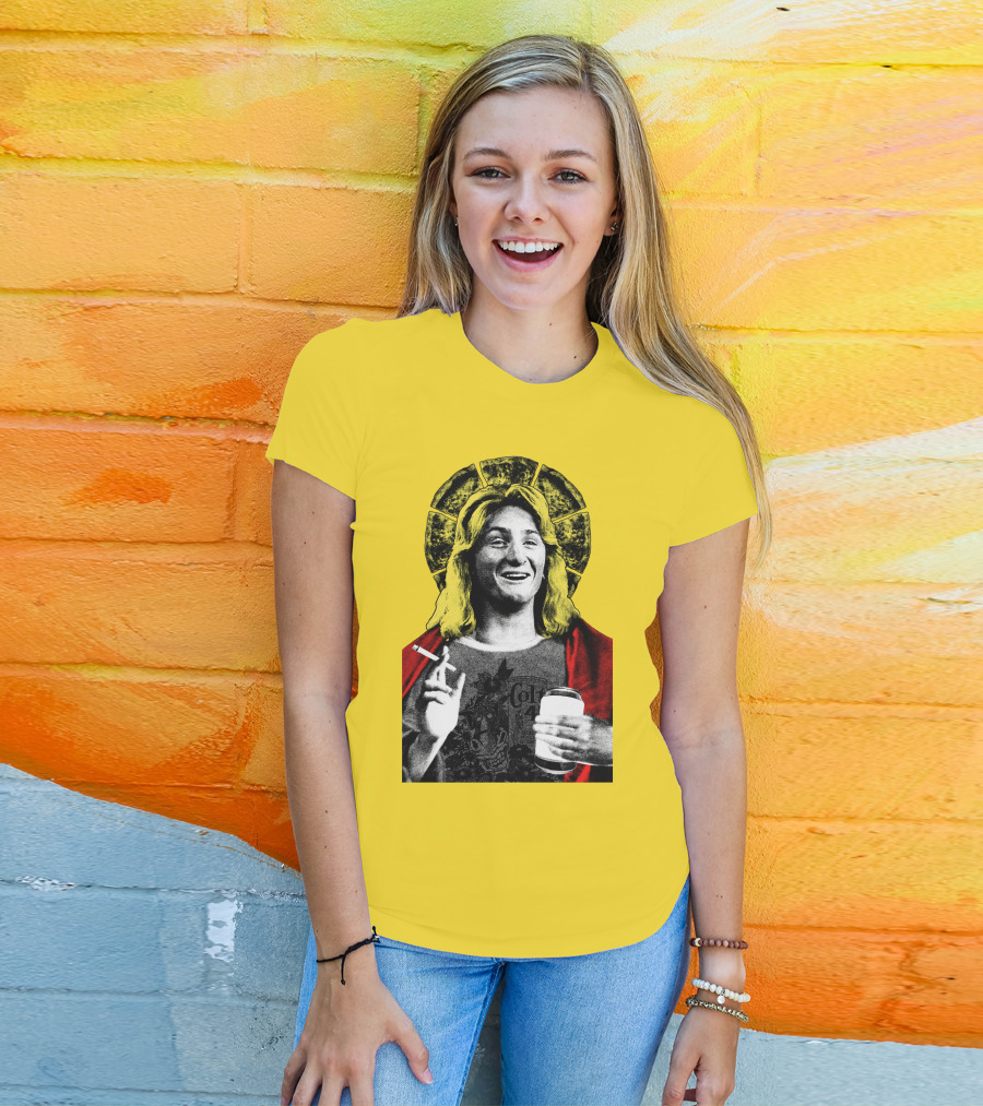 Fast Times At Ridgemont High Jeff Spicoli Halo Smoking And Holding Drink T-Shirt