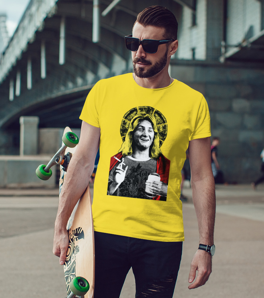 Fast Times At Ridgemont High Jeff Spicoli Halo Smoking And Holding Drink T-Shirt