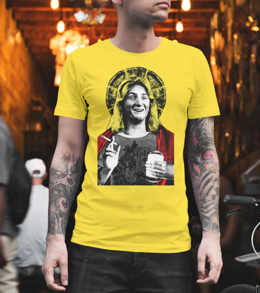 Fast Times At Ridgemont High Jeff Spicoli Halo Smoking And Holding Drink T-Shirt