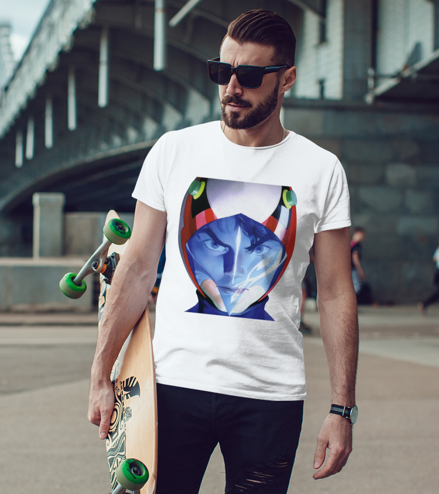 Battle Of The Planets GuideBook Helmet Face Close-Up T-Shirt