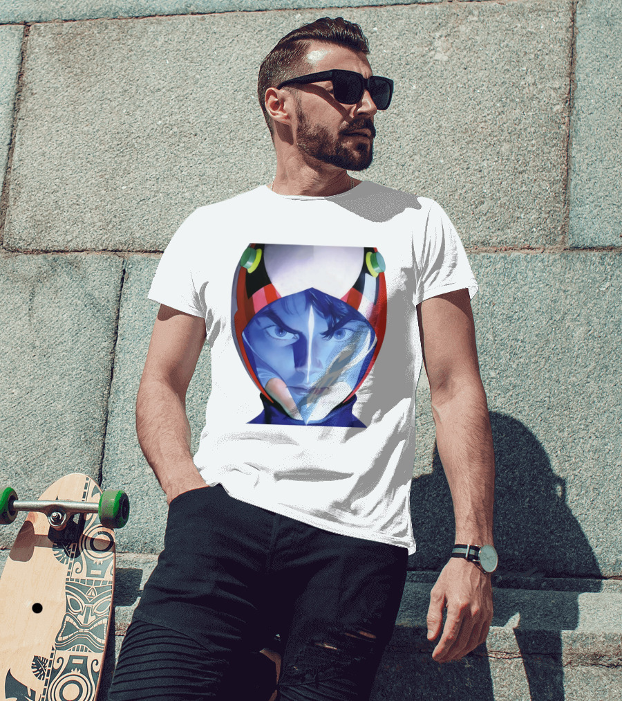 Battle Of The Planets GuideBook Helmet Face Close-Up T-Shirt