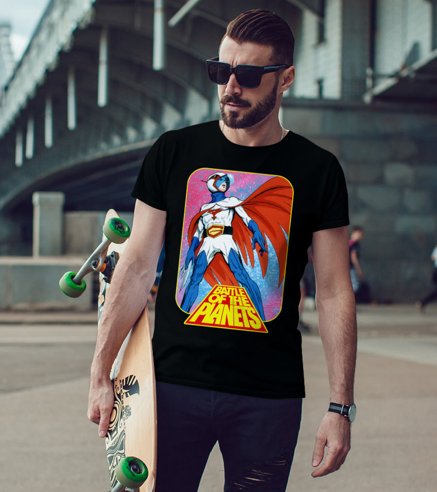 Battle Of The Planets G-Force Heroic Stance In Space Background T-Shirt