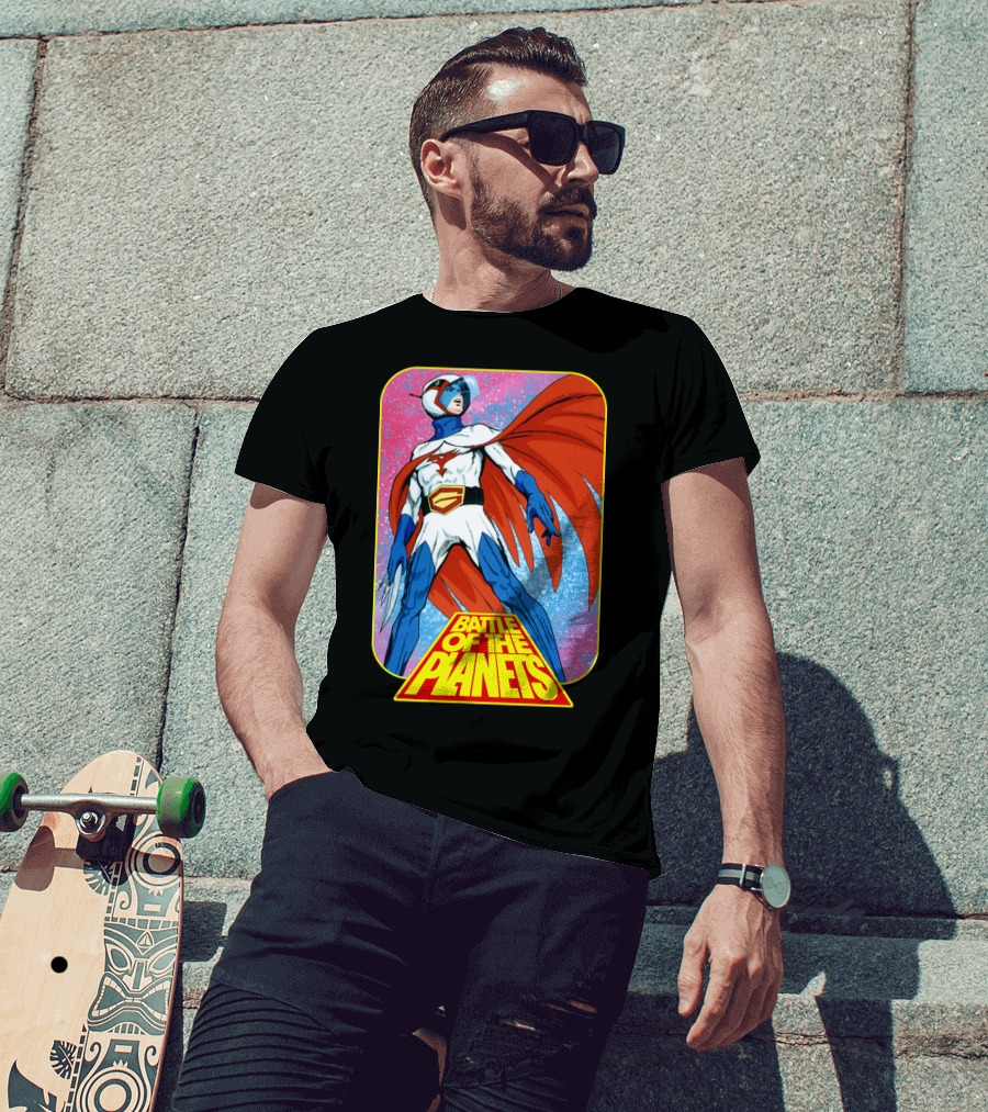 Battle Of The Planets G-Force Heroic Stance In Space Background T-Shirt