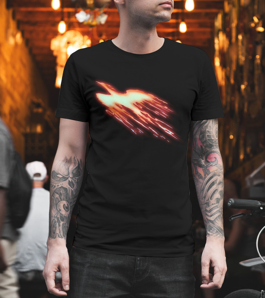 God Phoenix Fiery Bird Soaring With Bright Red And Orange Flames T-Shirt